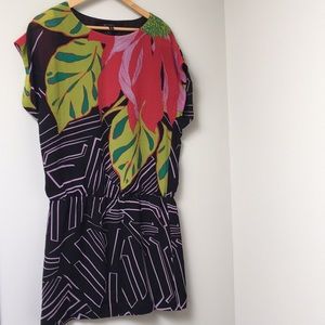 Nine West Dress Tropical Print  Blouson Style